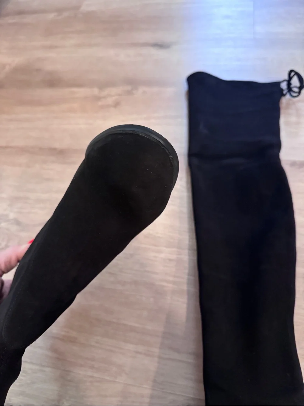 Stuart Weitzman Black Suede Over-the-Knee Heeled Highland Boots 9.5